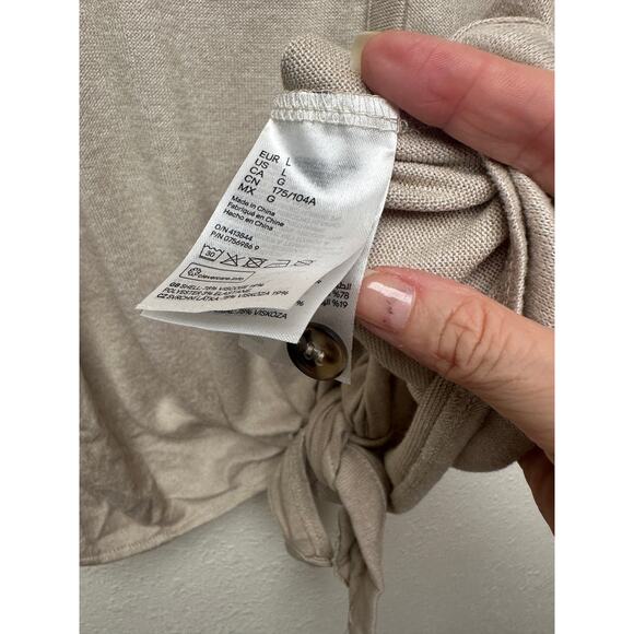 H&M Tan V-Neck Tie-Front Button Cardigan Sweater Women’s L - Picture 8 of 11